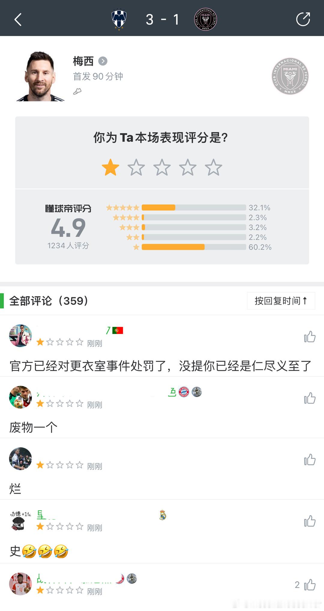 #蒙特雷3比1迈阿密国际#准备好迎接梅西哥哥的全头了没？#迈阿密国际无缘美冠杯四