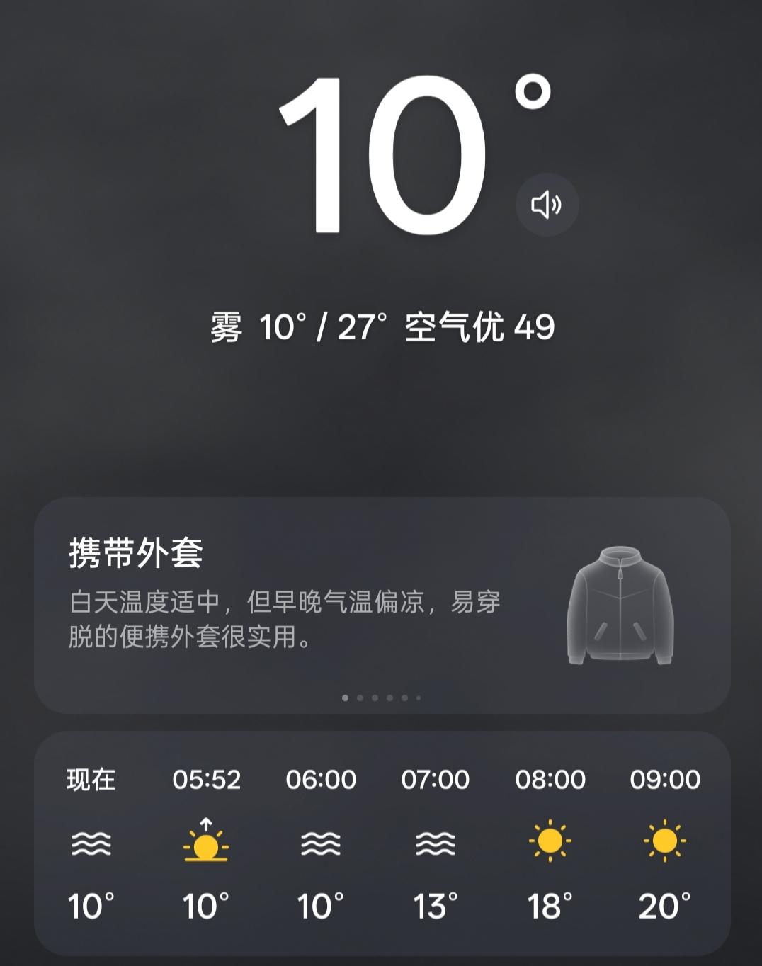 今天是10月9日，沈阳市天气晴朗，晨起有雾，温度10-27℃，早晚温差大，中午时