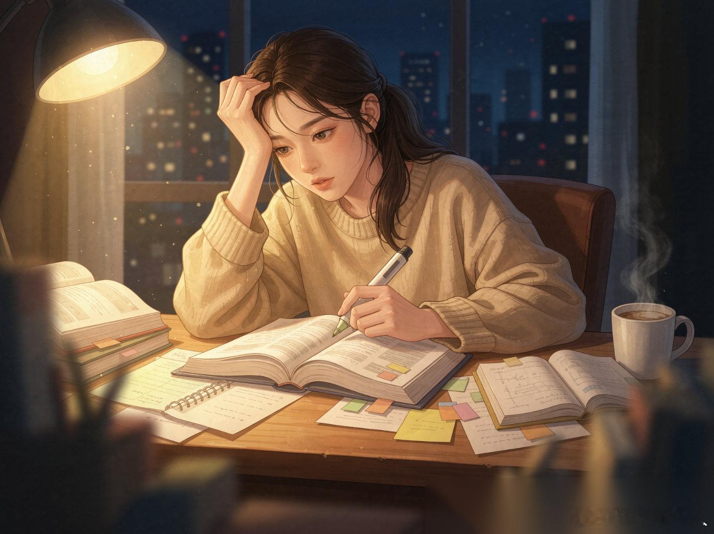 翻到去年相册里一张照片：中级会计考场外，一个姑娘蹲在花坛边哭，手里还攥着没看完的