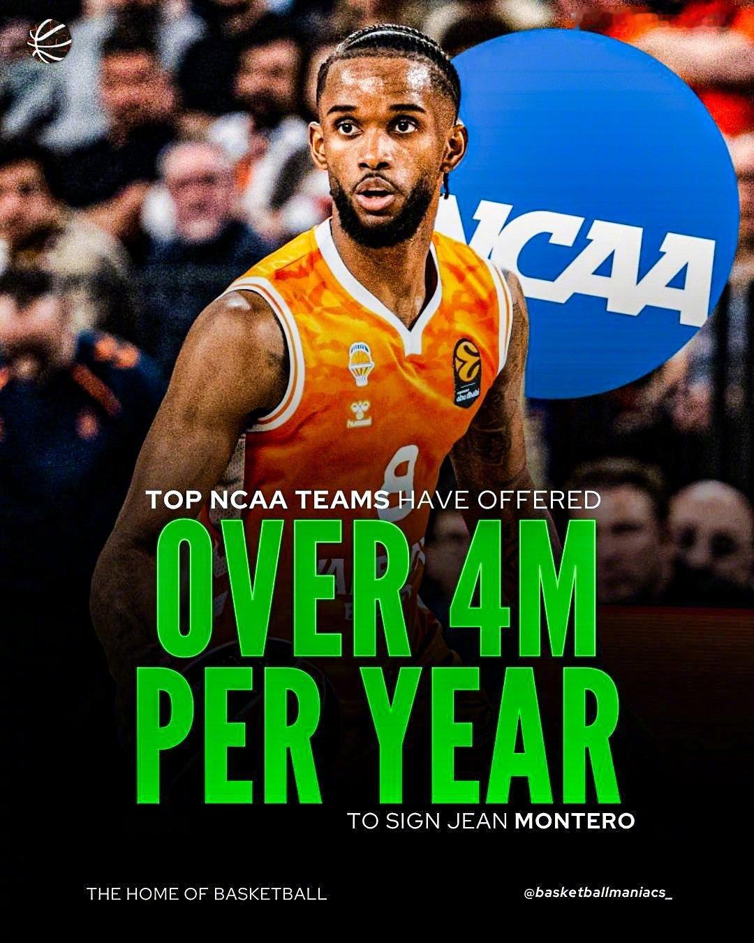 效力于西甲瓦伦西亚的多米尼加球员Jean Montero据报道收到了NCAA超过