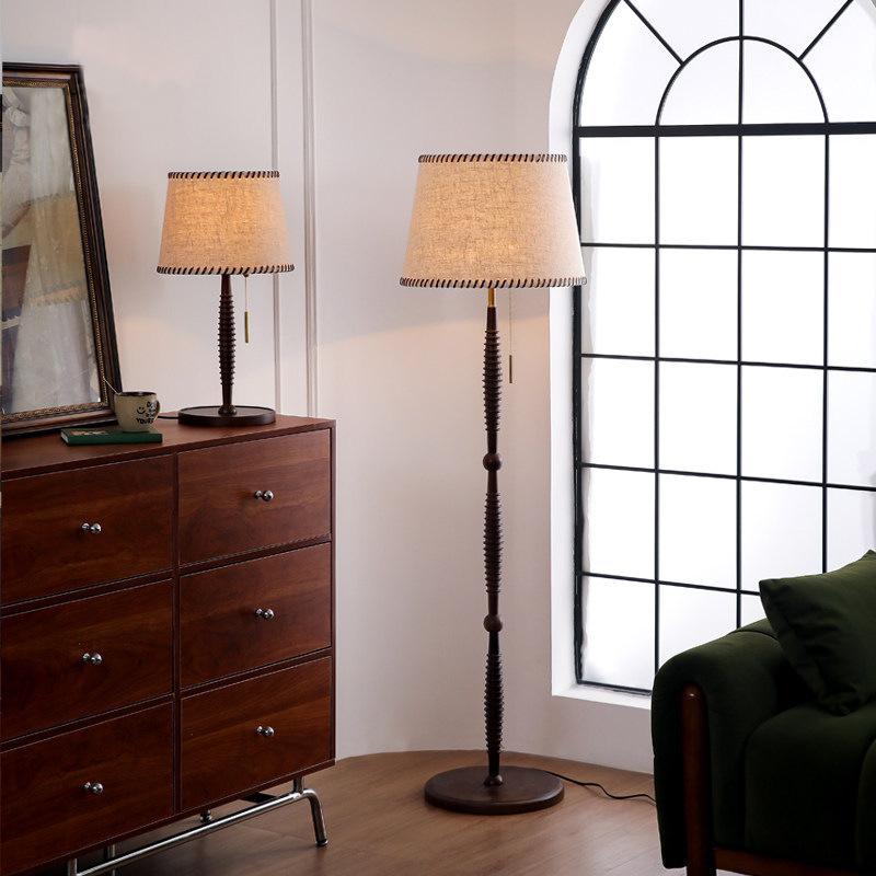 法式中古风实木台灯美式复古卧室床头灯氛围感民宿客厅边柜装饰灯