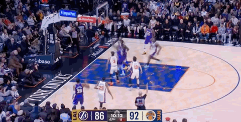 尼克斯暂停！湖人追到88-92最后10分钟！湖人vs尼克斯