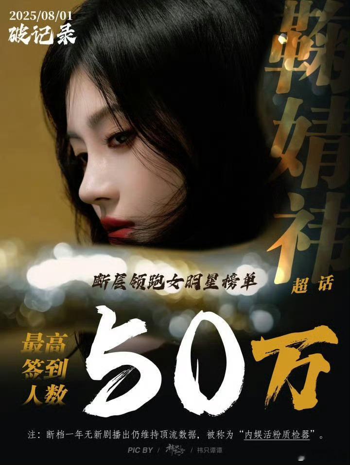 鞠婧祎超话签到人数最高50万断档一年无新剧播出仍维持顶流数据，被称为“内娱活粉质