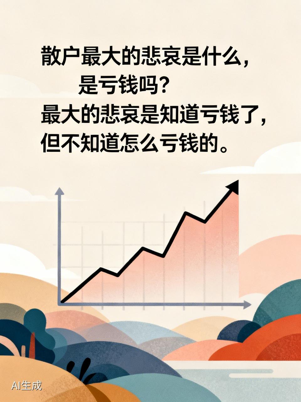 散户最大的悲哀是什么,是亏钱吗?
最大的悲哀是知道亏钱了，但不知道怎么亏钱的。
