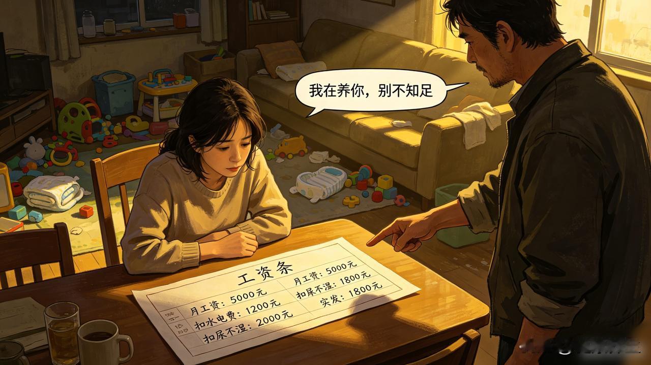 全职带娃三年，老公给我发“工资条”

每月五千，扣掉水电费、孩子尿不湿，到手一千
