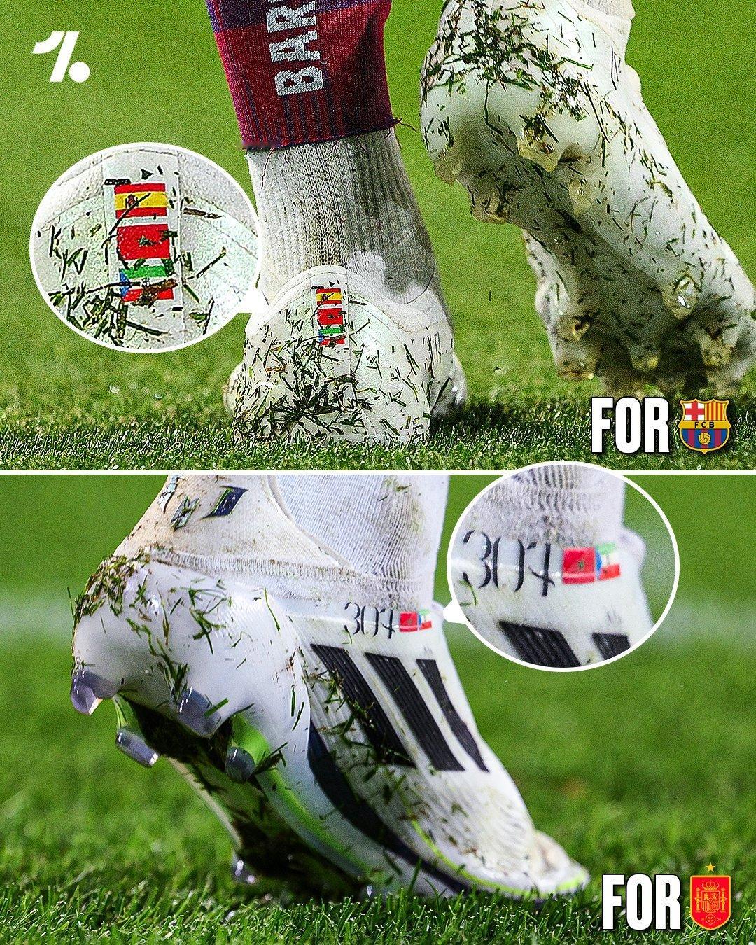 拉明·亚马尔无论在什么场合都展现着他的文化传承🥹🤝当他为巴塞罗那队效力时，他