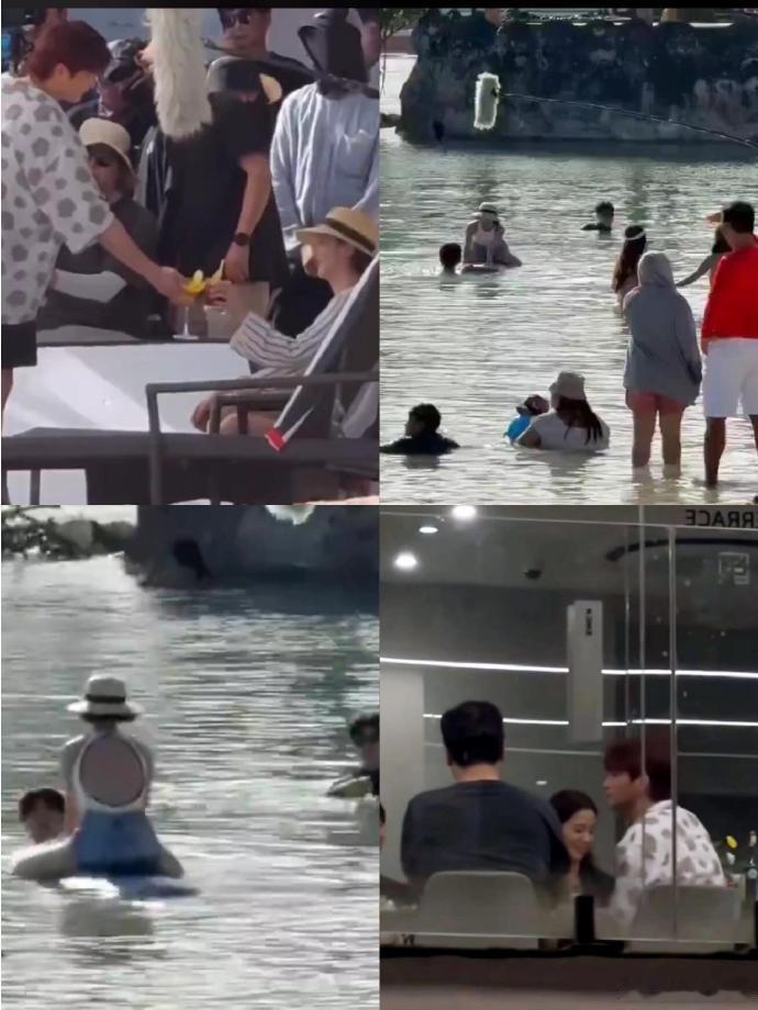 金智秀徐仁国新剧路透  金智秀徐仁国在菲律宾拍摄《月刊男友》的路透，氛围感直接拉