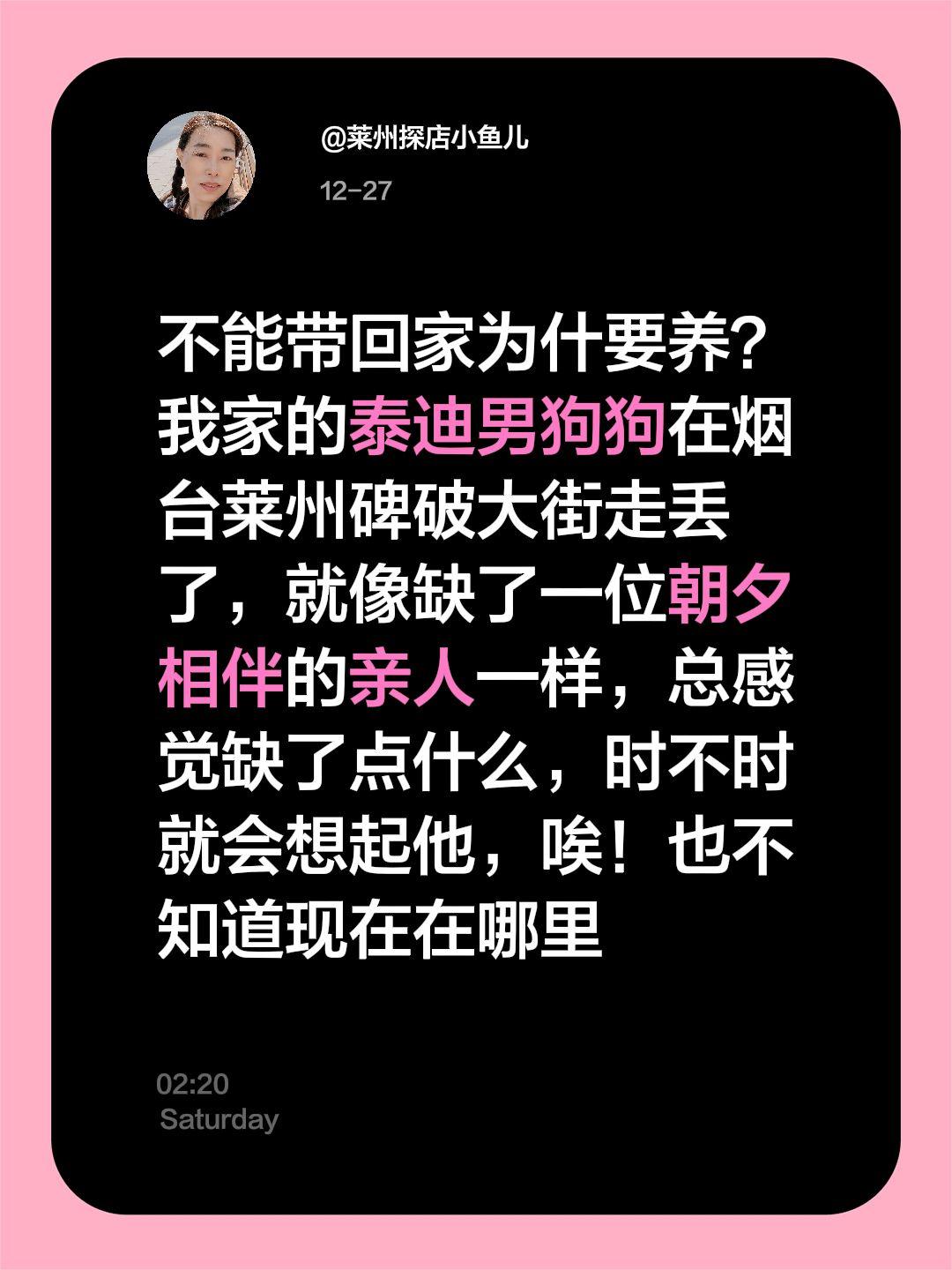 又想起了我家丢失的泰迪花生豆。我评论了 的作品：    ，不能带回家为...