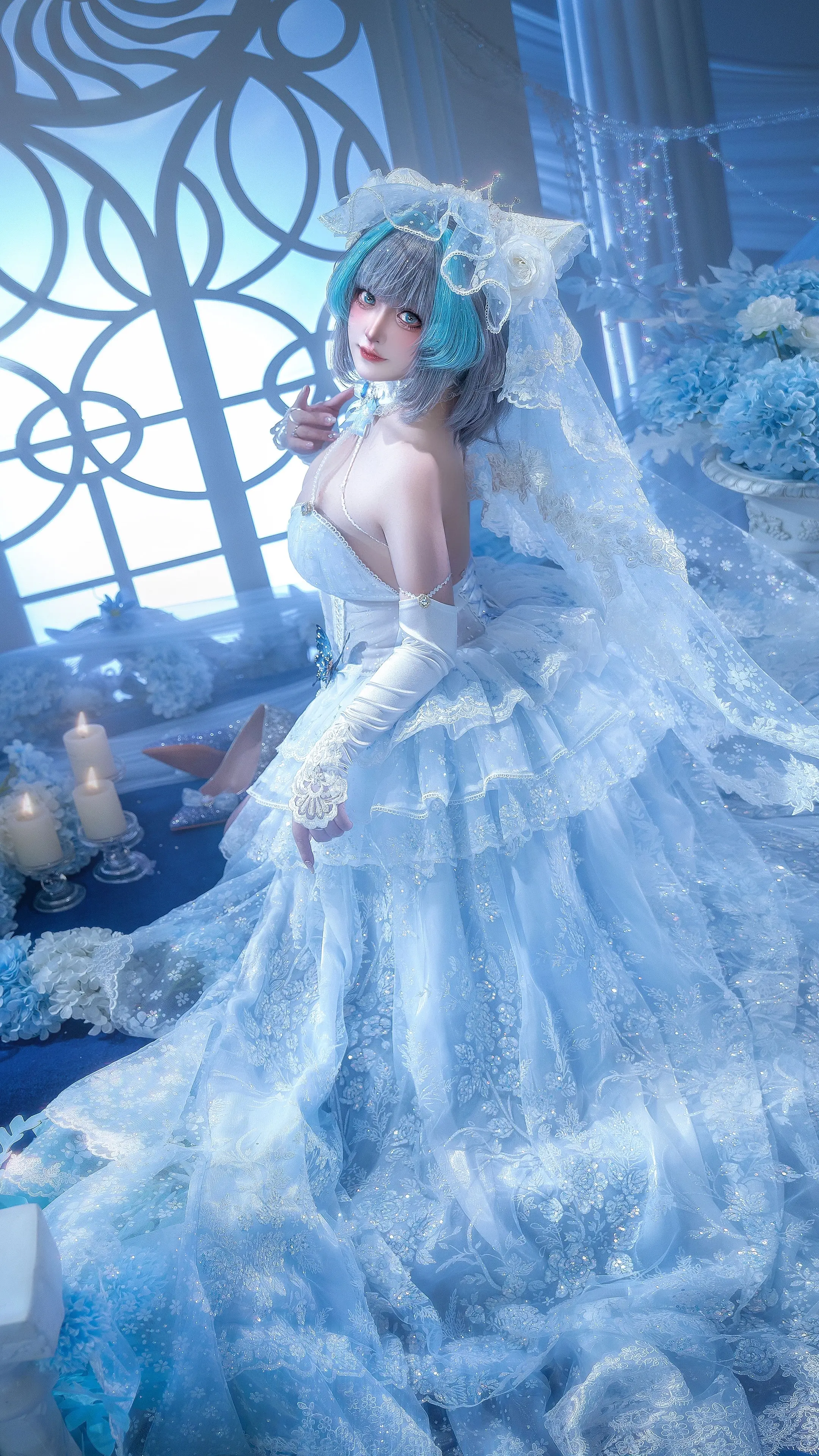 我穿上了亲手做的婚纱亲爱的愿意娶我吗~“亲~爱~的~💙快到我身边来吧...