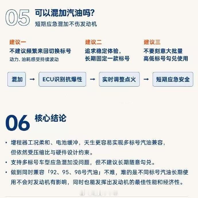 很多车主疑惑，车子能不能混加 92、95、98 汽油？尤其是增程车，常被问能不能