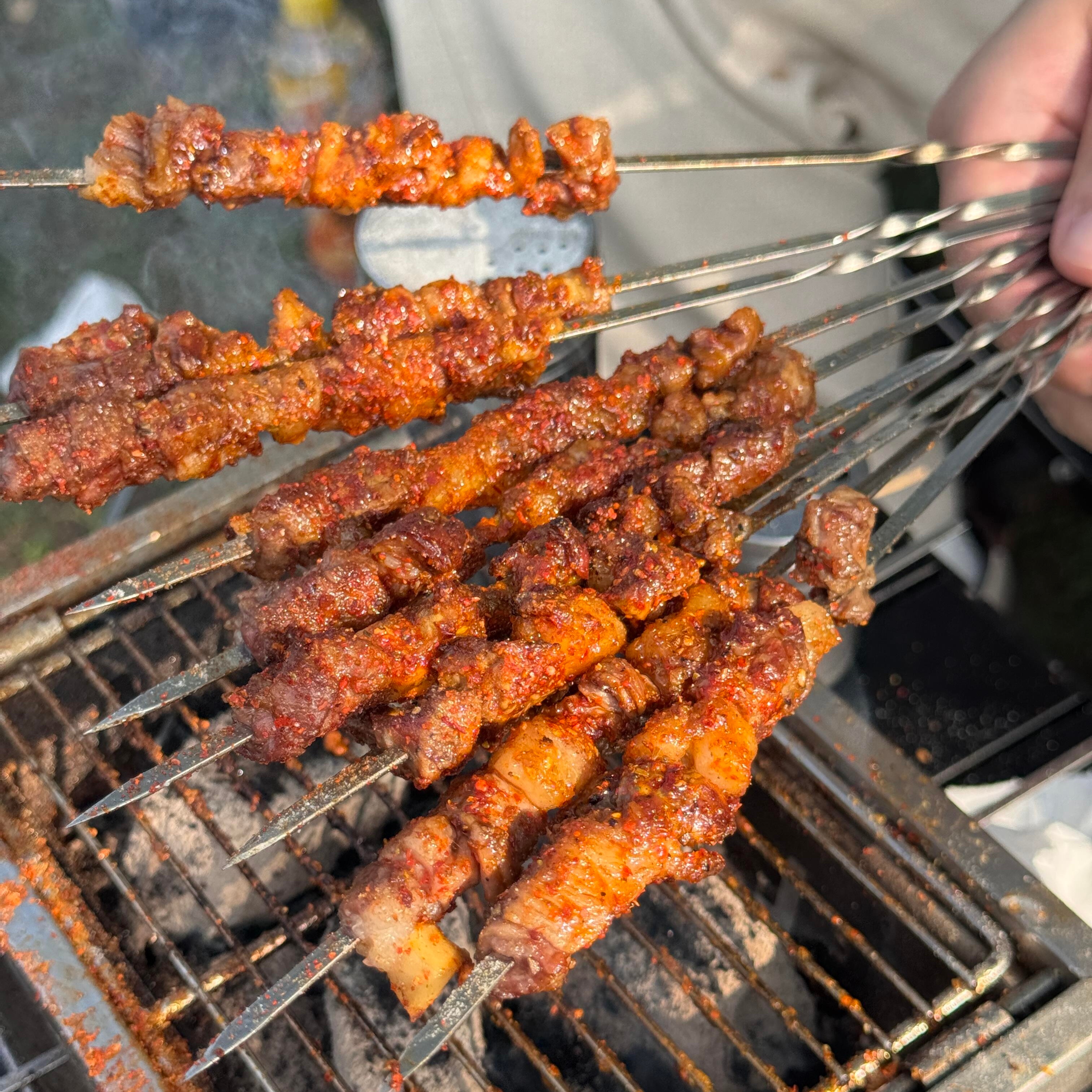 滋滋冒油的“串”和“夏”。 