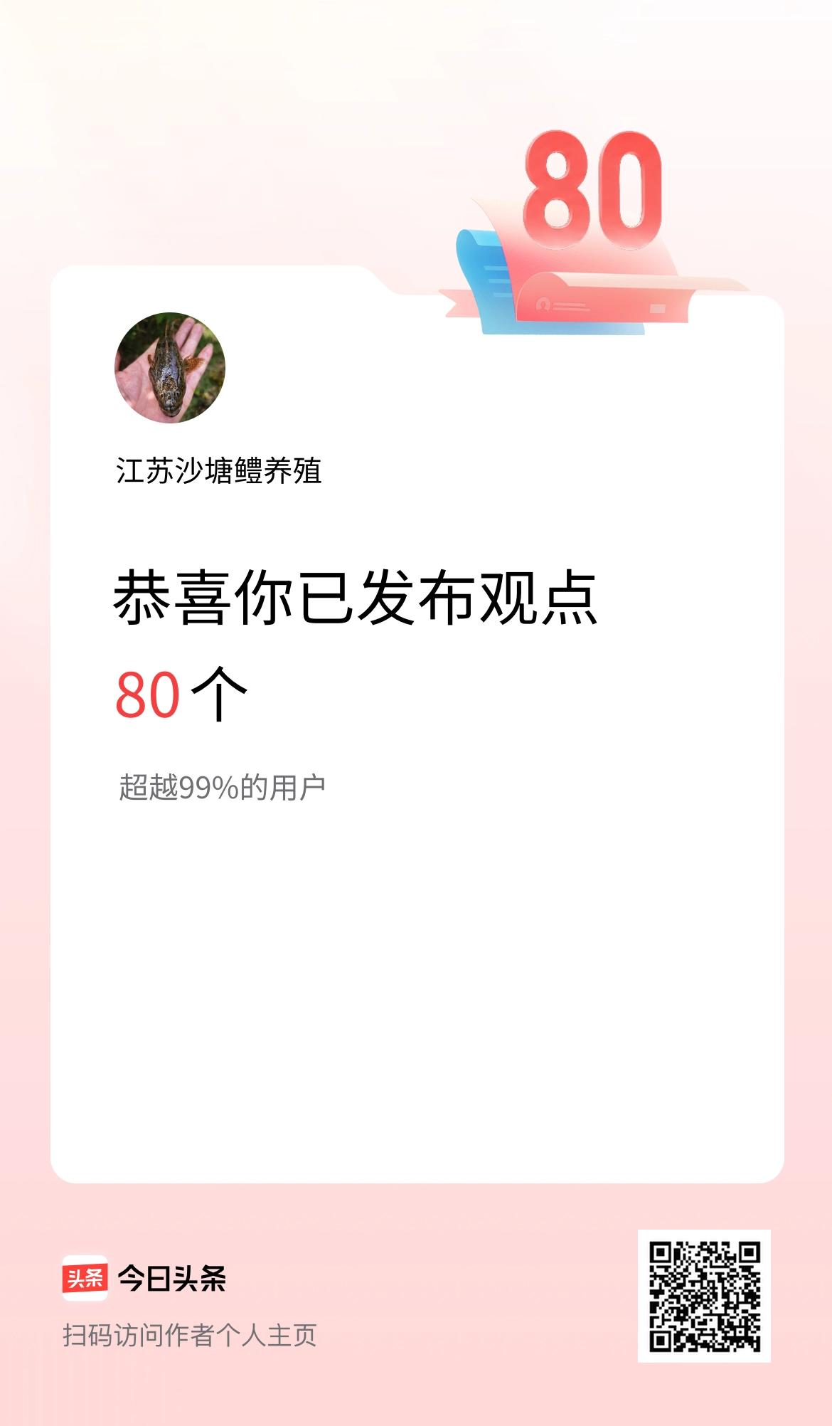 我在头条累计投稿观点80个