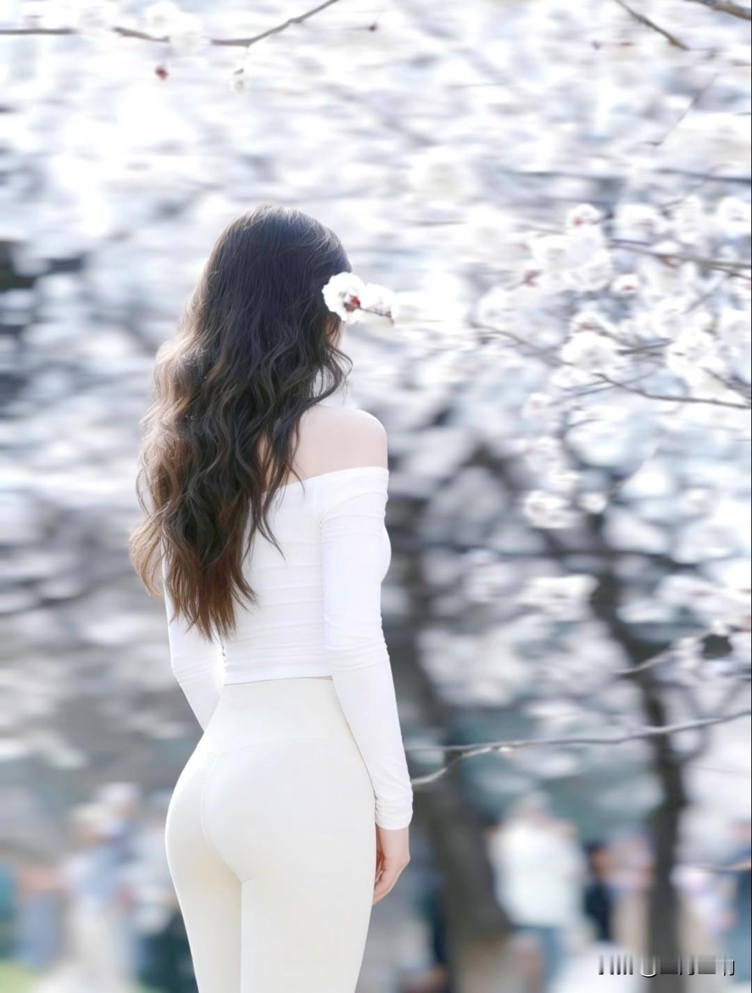 误入樱花海的背影杀，把春日的浪漫演绎到了极致