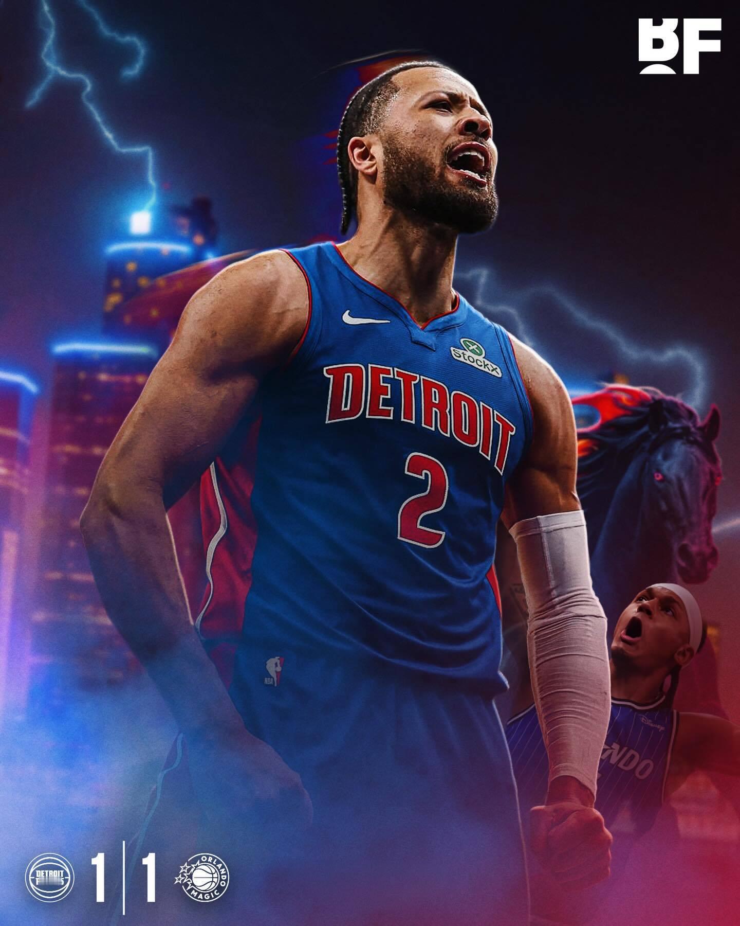 1-1！！首轮G2！活塞98-83战胜魔术！上半场两边还得挺胶着，第三节活塞单节