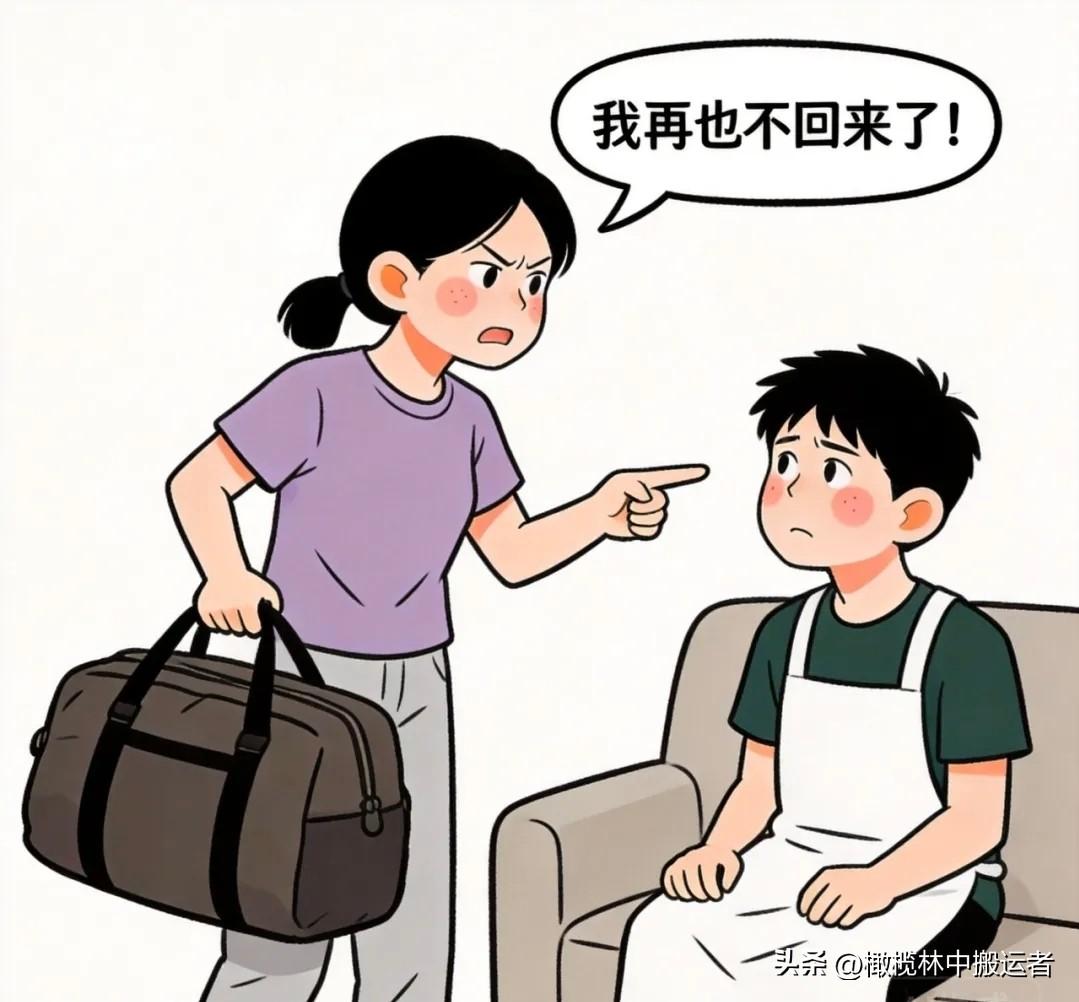 趣味漫画：老婆吵架说再也不回来了，十秒钟后出现在门口夫妻日常漫画