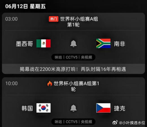 CCTV5直播世界杯揭幕战：墨西哥vs南非，本届最年轻小将有望登场世界杯 北京时