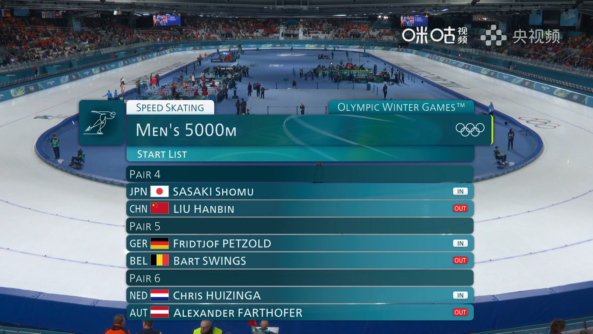 #刘瀚彬米兰冬奥会首秀##刘瀚彬第四组出发# 米兰冬奥会速度滑冰男子5000米，