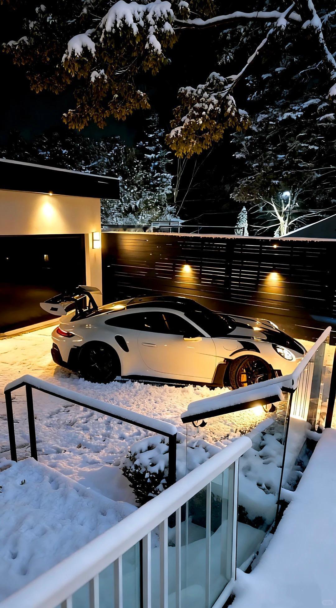 晚上好，Porsche的雪景氛围感壁纸你值得拥有绝美车片