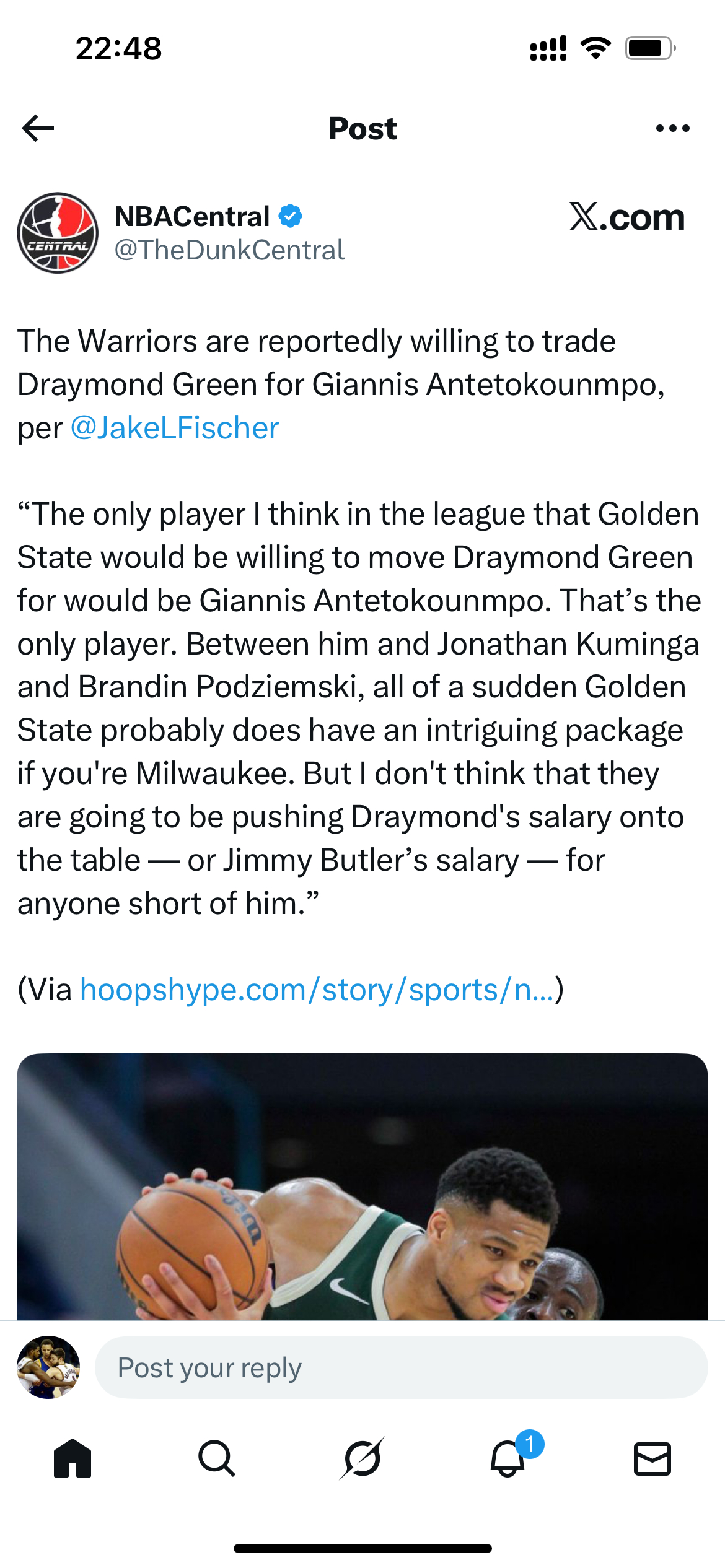 这种新闻就逗逗乐子就完了：JakeLFischer：“我认为在联盟中，金州勇士队