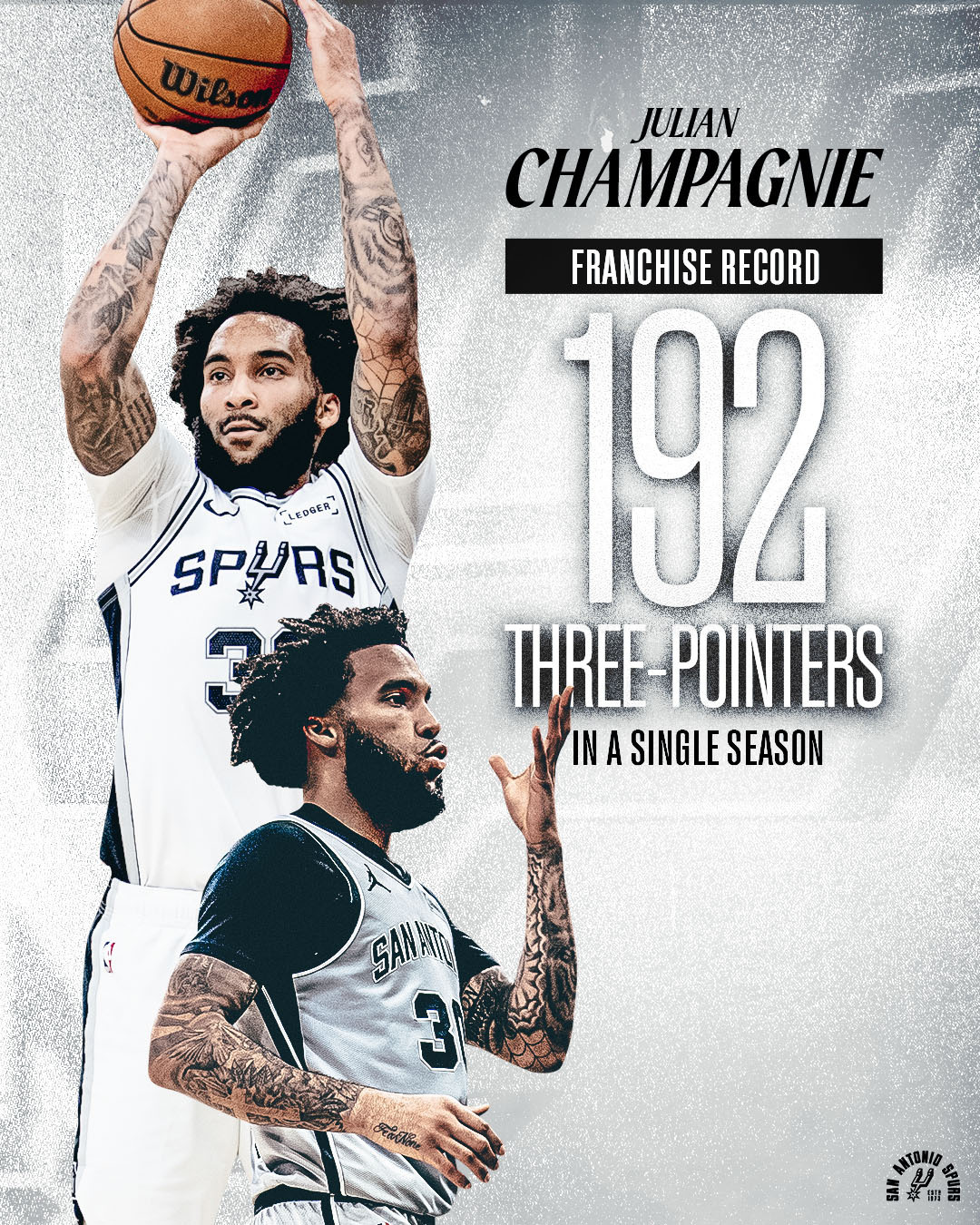 尚帕尼谈打破丹尼-格林保持的马刺队史单季三分记录（191记）🌟“格林是我努力追