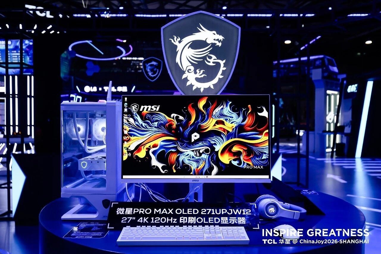 TCL华星全球首款印刷OLED显示器微星PRO MAX OLED 271UPJW