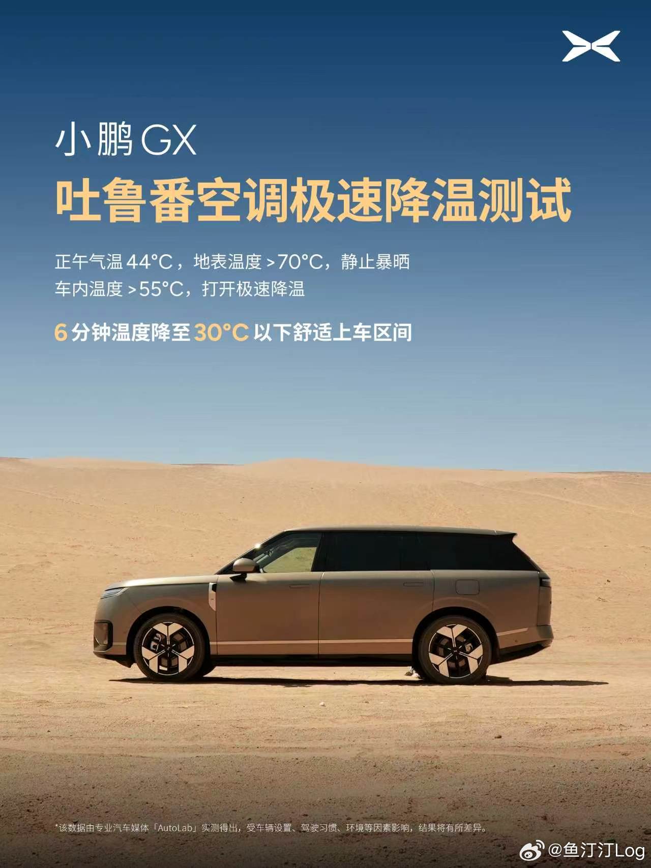 小鹏GX吐鲁番正午暴晒紫外线隔绝率超99%小鹏GX吐鲁番极热测试很顶了！44℃高
