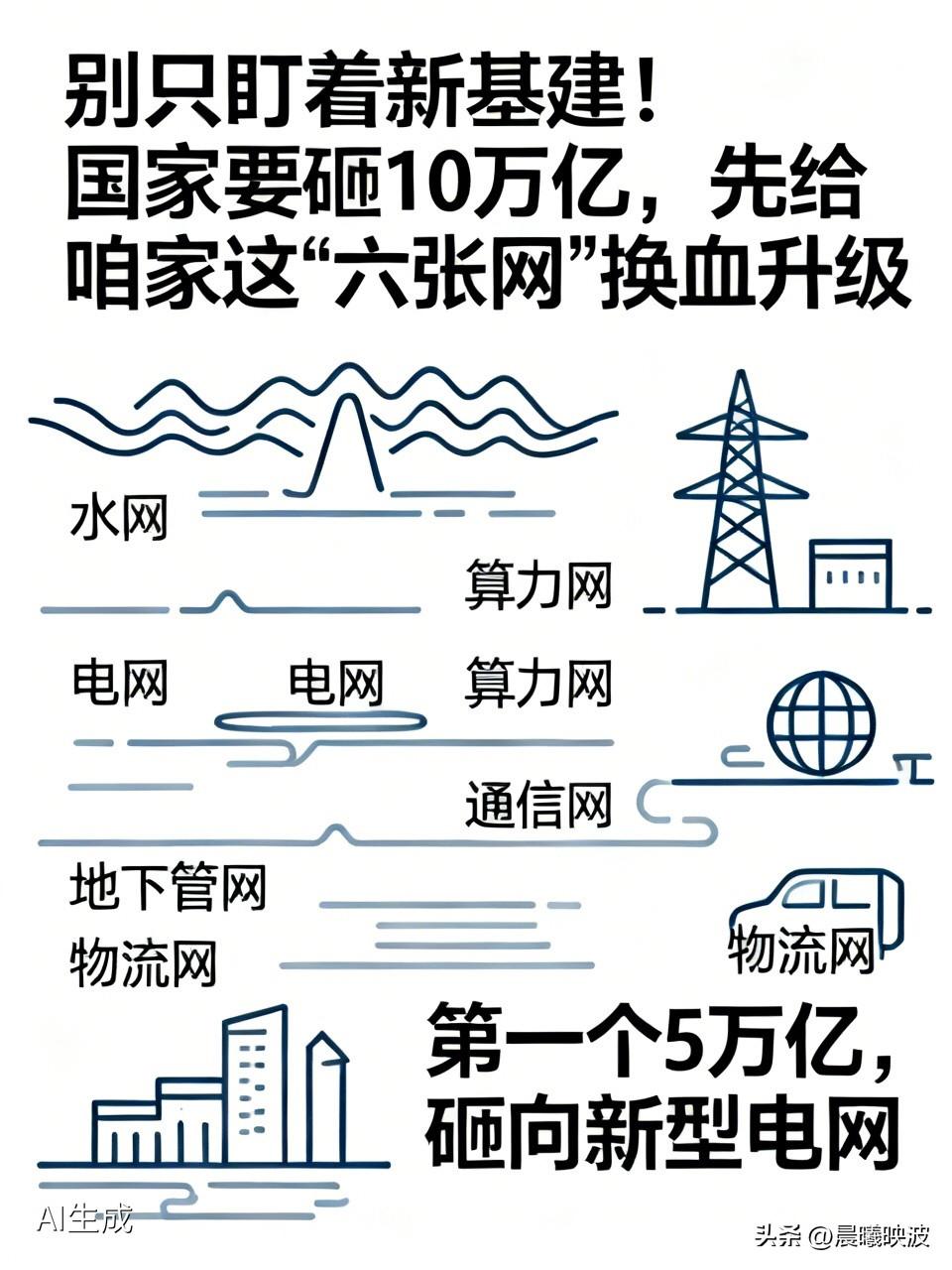 别只盯着新基建！国家要砸10万亿，先给咱家这“六张网”换血升级

  这两天国家