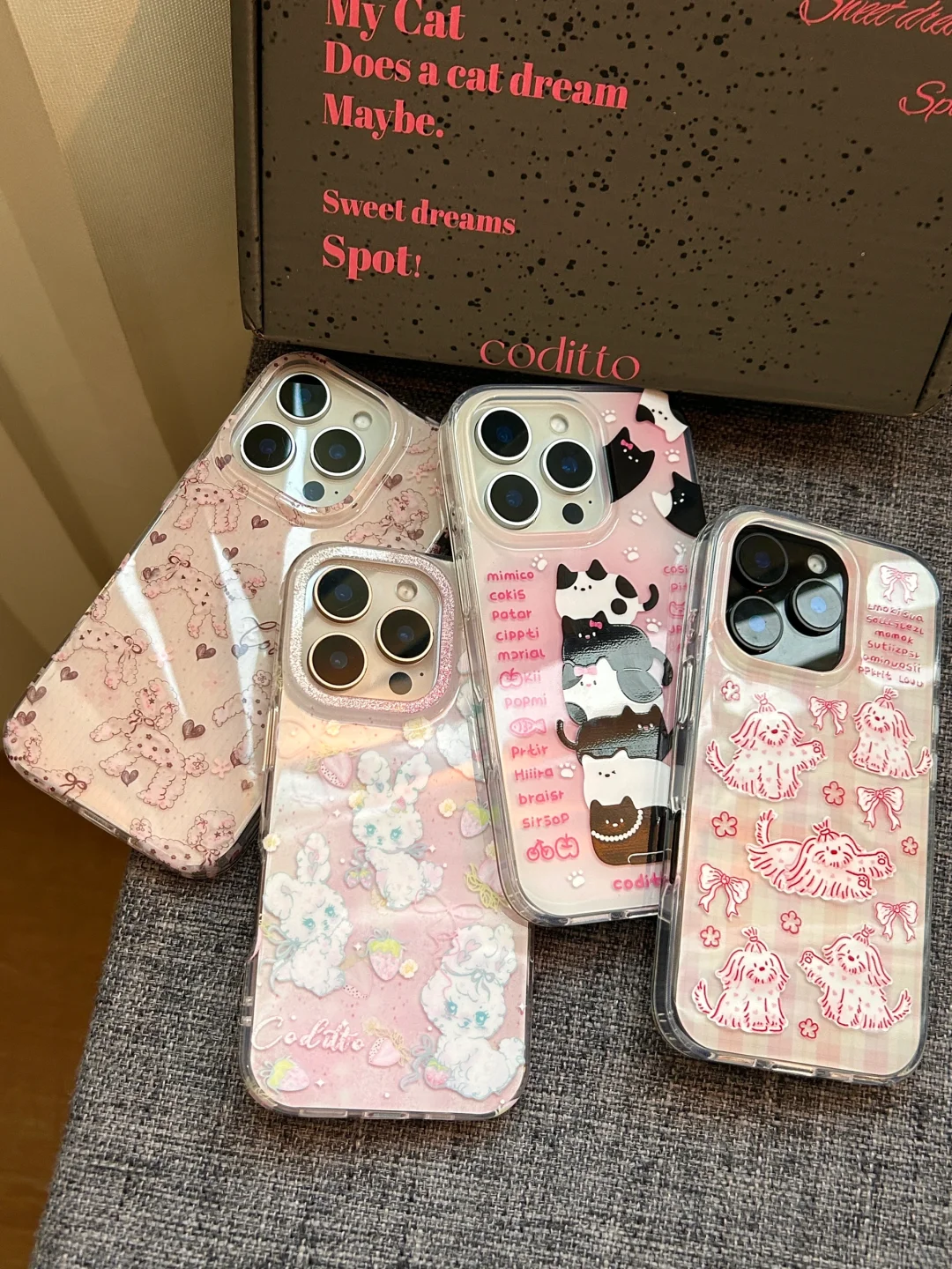 很喜欢的4款粉粉嫩嫩氛围感可爱涂鸦手机壳！