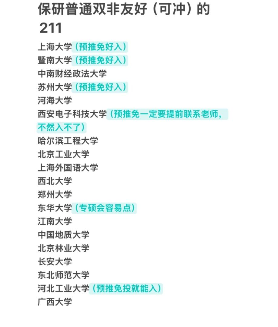 【双非学子保研211攻略：这些院校友好可冲，还有避坑指南！】
 
对于双非院校的