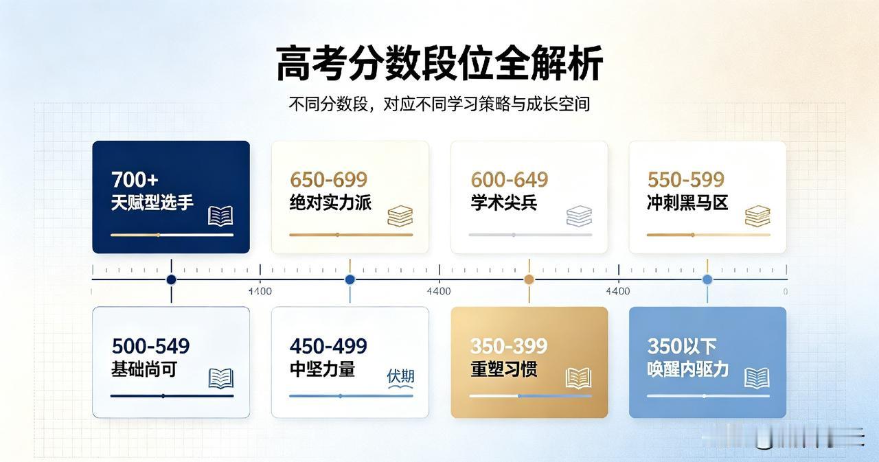 高考分数段位全解析：

1. 700+： 堪称“天赋型选手”。此分段非单纯苦读可