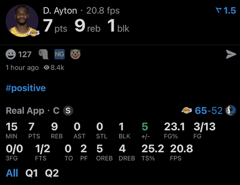 如何评价？半场的艾顿：13投3中 罚球2中17分9篮板1盖帽湖人vs独行侠