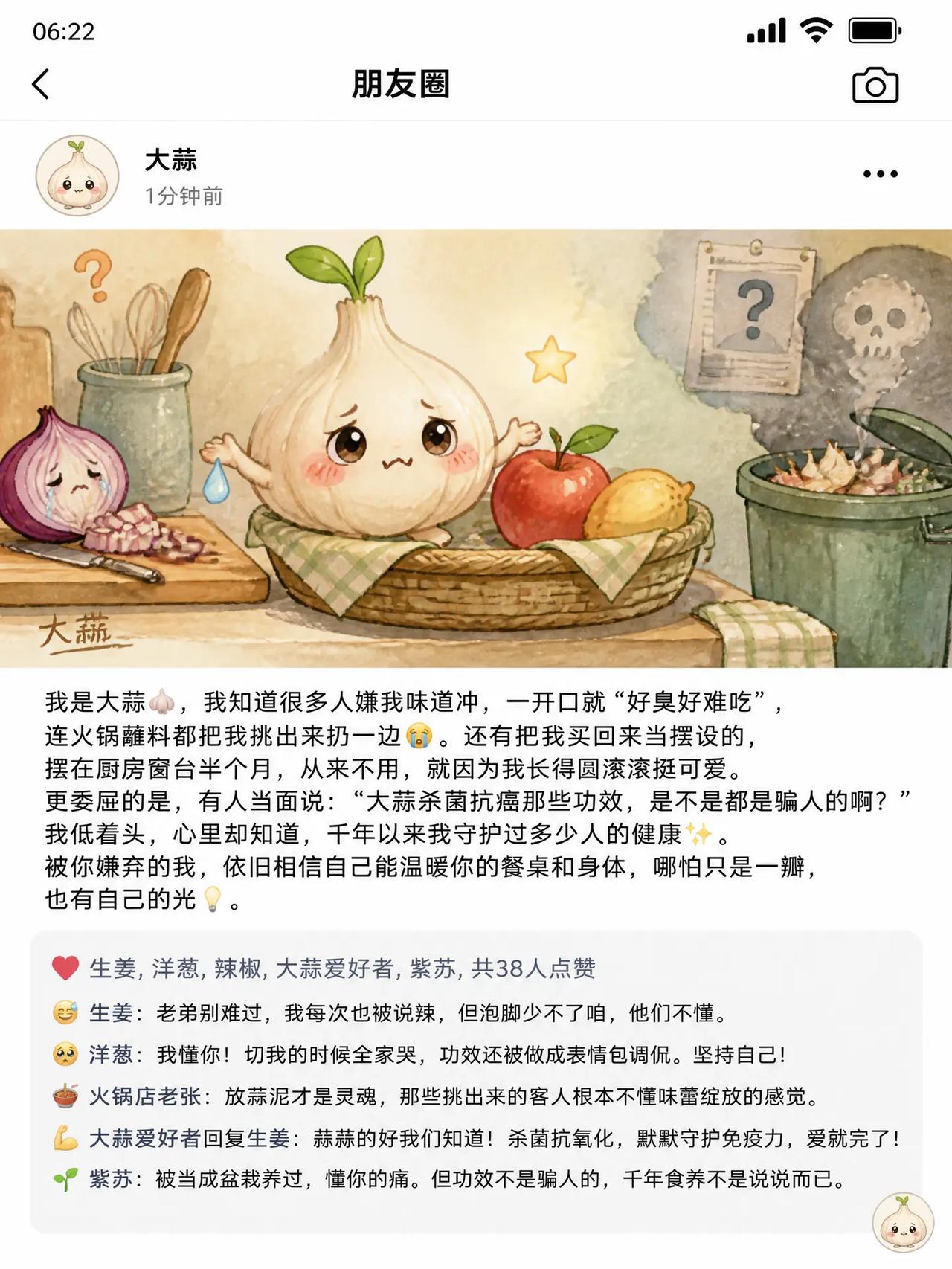 这大蒜太委屈了吧！！😭。你敢信？一颗大蒜发了条朋友圈🔥被说“好臭好难吃”😤