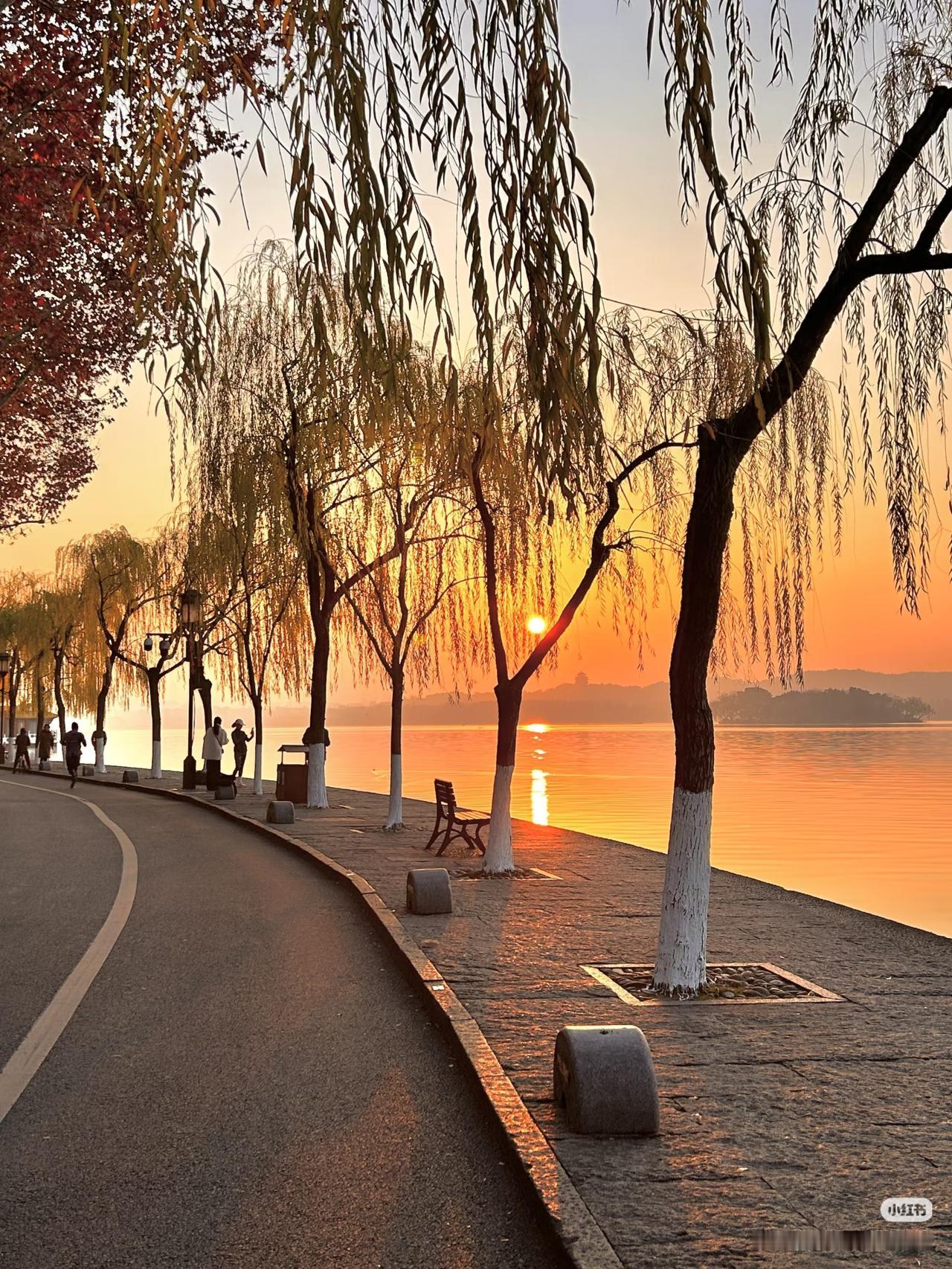 赶了个大早，杭州早晨日出时分