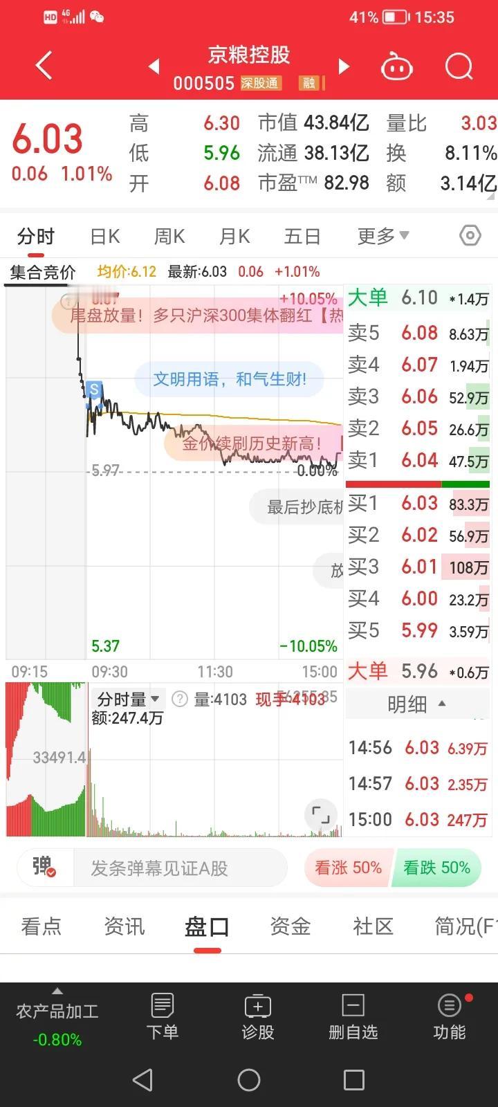 9月20日首板实盘：京粮控股、宏盛华源、拓维信息、宝塔实业

1、京粮控股

昨