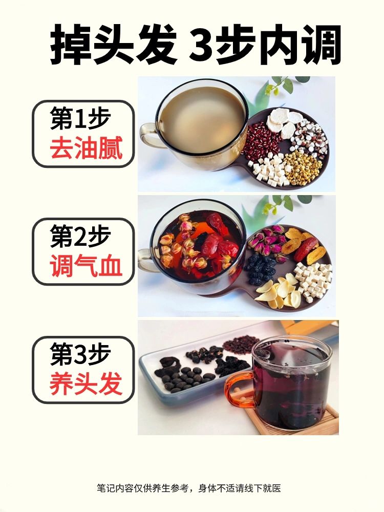 掉头发，头发稀少，3步内调