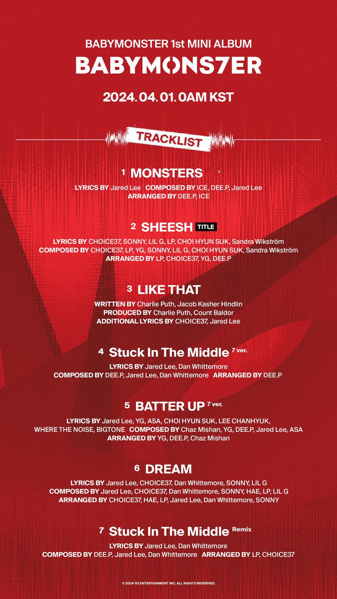 [BABYMONS7ER] TRACKLIST ​​​