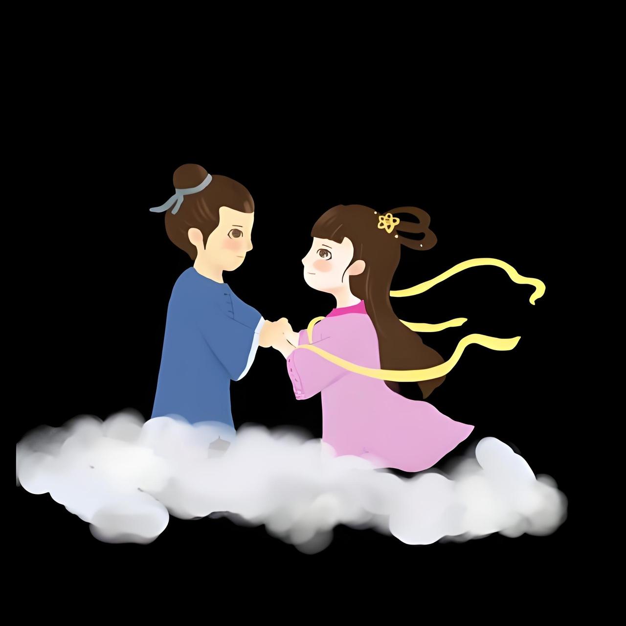 为爱痴来为情狂，
九天仙女会牛郎，
姻缘本由王母定，
……请友续句………？

上