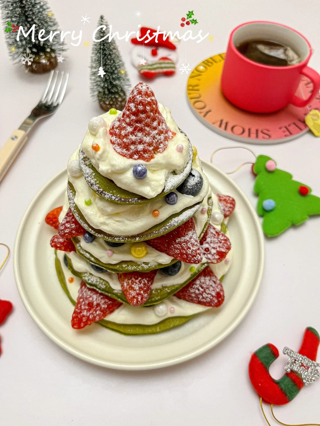 圣诞树松饼蛋糕 | 🎄免烤箱，超简单，零失败