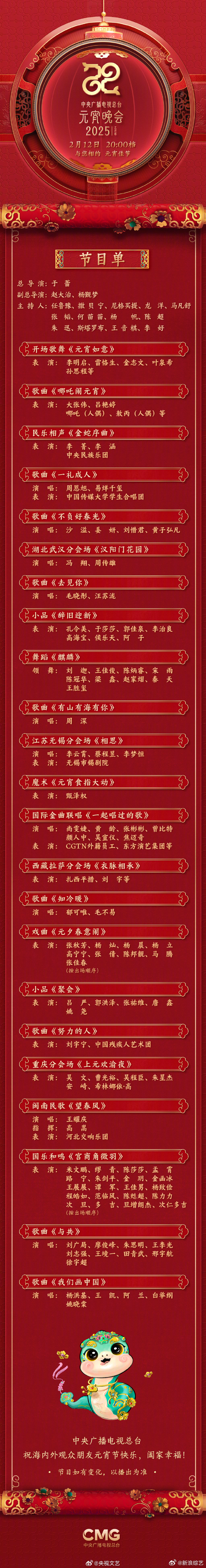 正月十五元宵节，祝大家元宵喜乐！综艺君整理了各台晚会节目单及播出时间，来聊聊你 