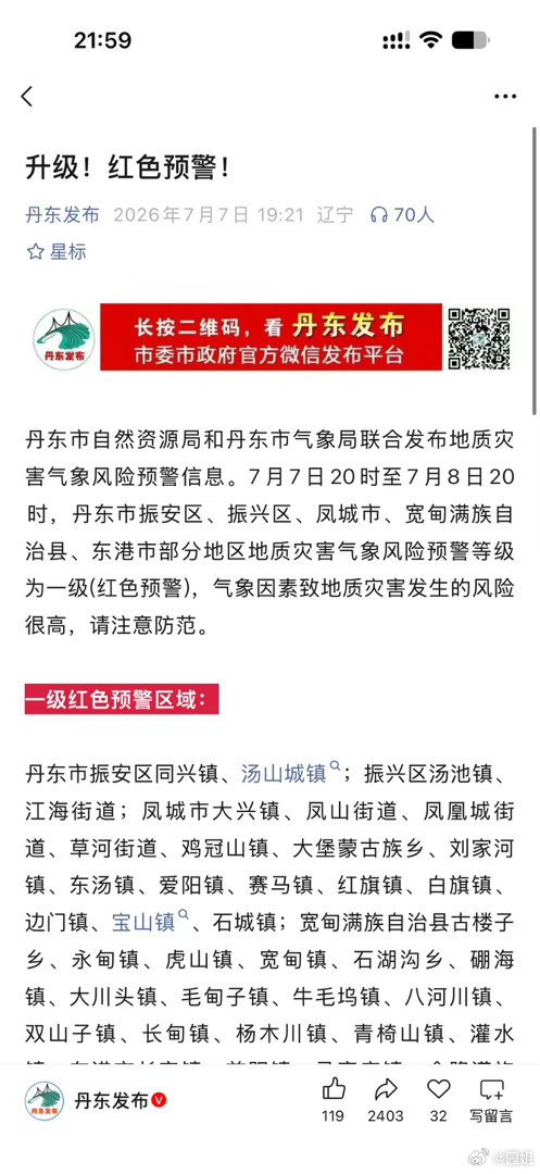 丹东这几天也雨水偏多，已经发红色预警了，风大雨大出行注意安全～ 