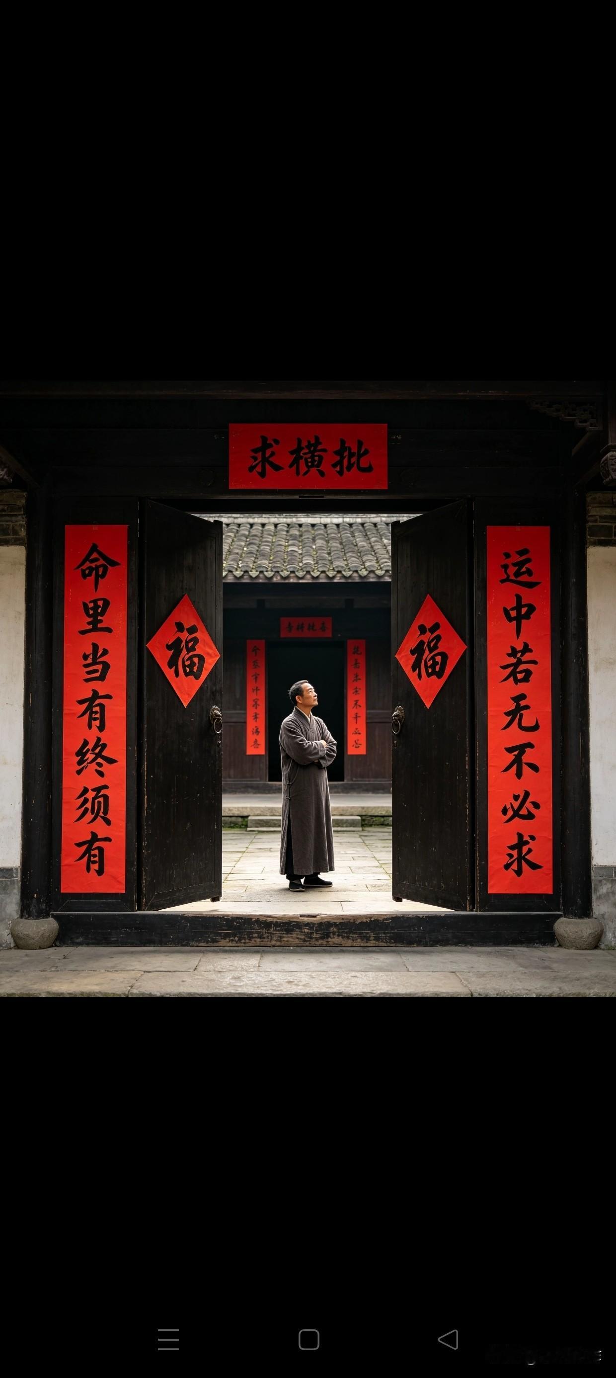 上联：命里当有终须有
下联：运中若无不必求
 
这副联透着对命运的通透感悟，讲的