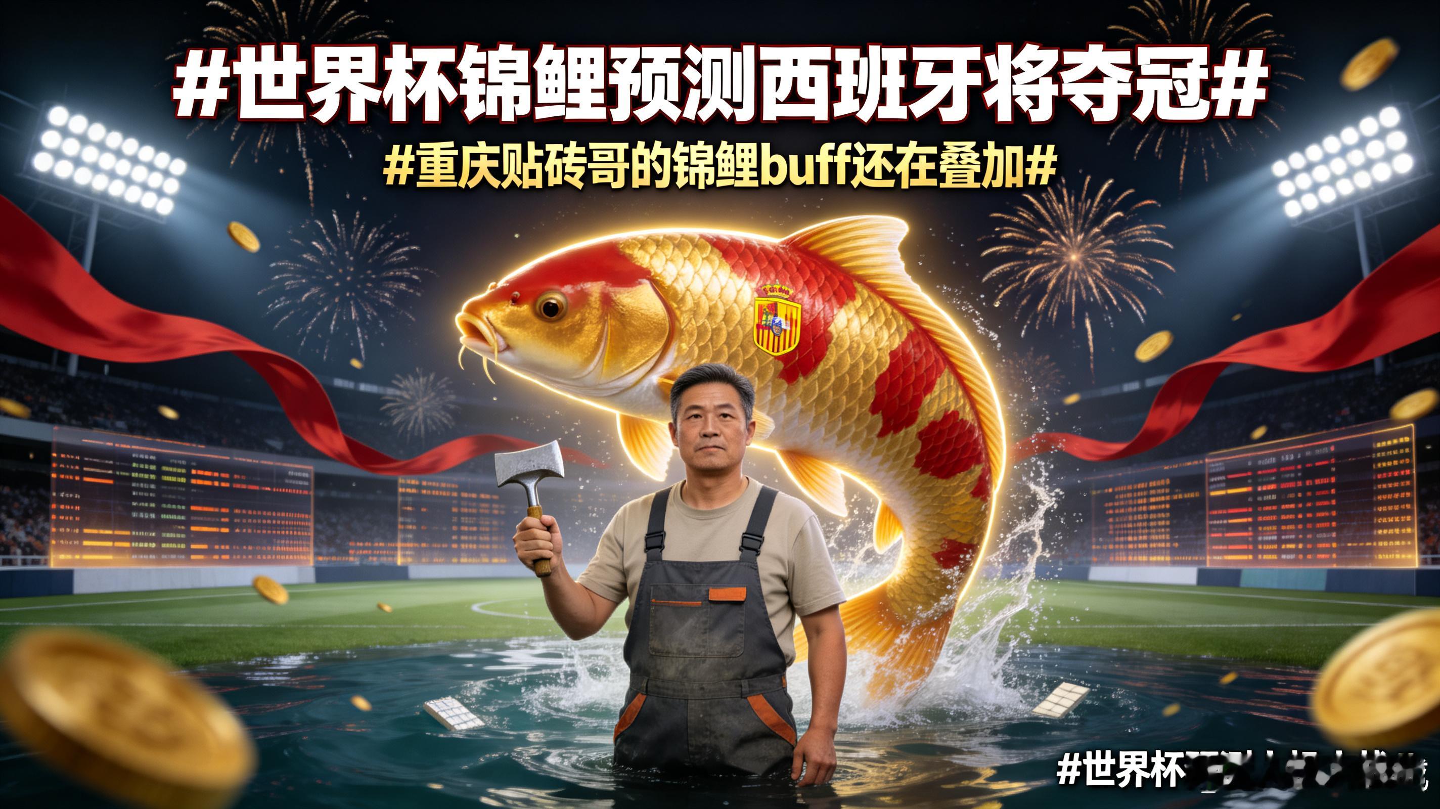 世界杯锦鲤预测西班牙将夺冠重庆贴砖哥的锦鲤buff还在叠加世界杯预测人机大战凌晨