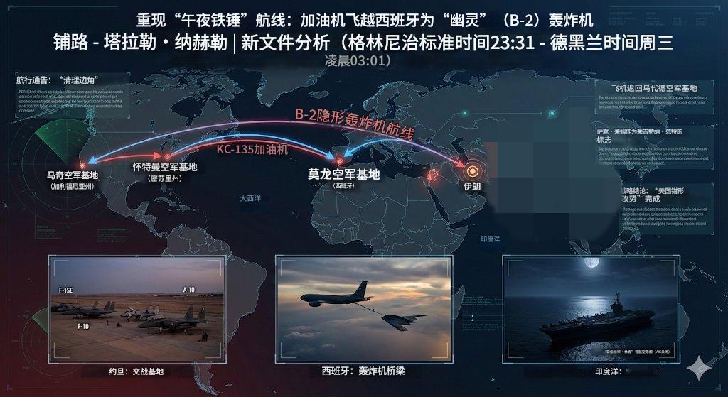 美军罕见50架大运升空，B-2隐身轰炸机突袭德黑兰通道打开，将斩首伊朗高层！当地