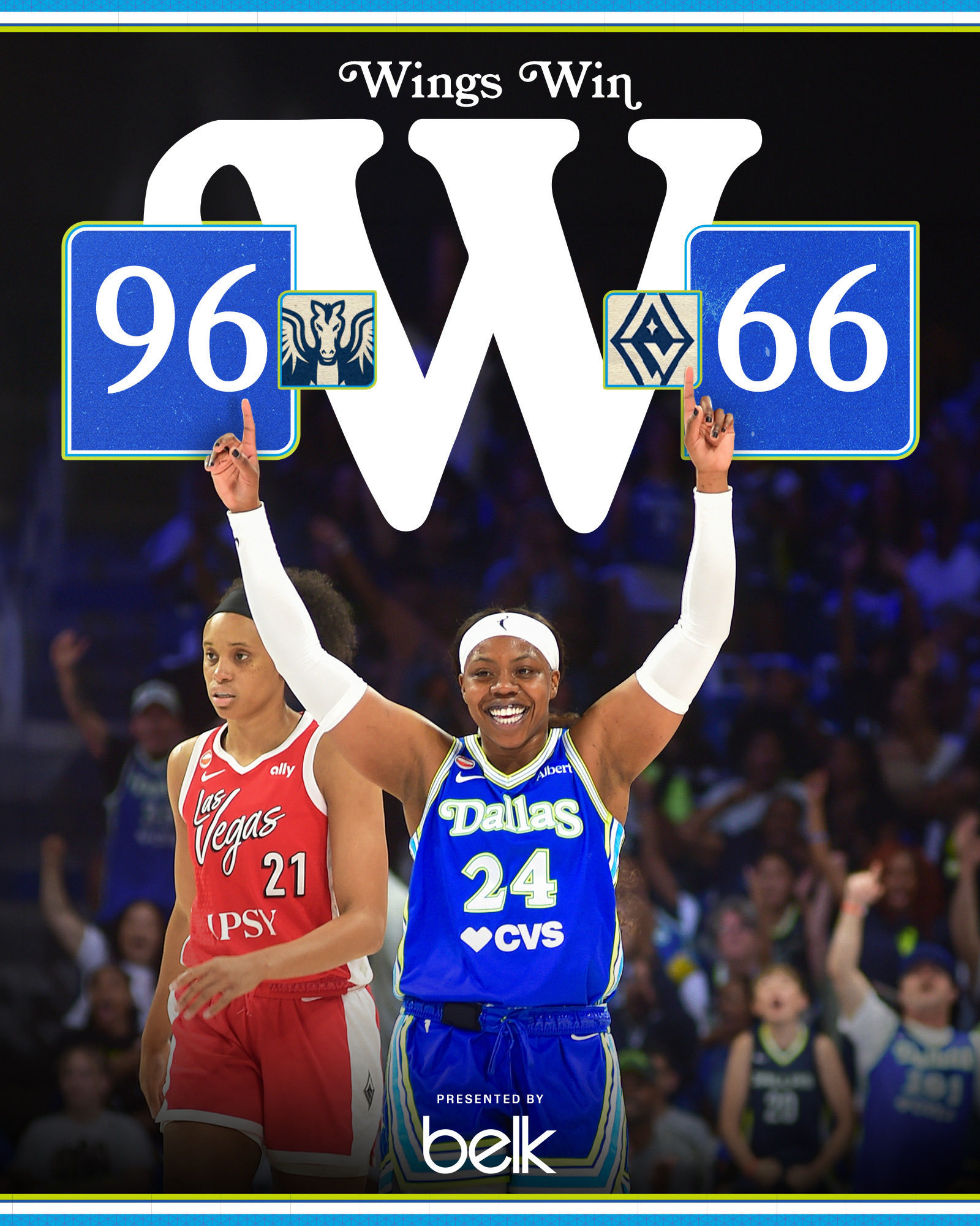 WNBA 30分大胜卫冕冠军王牌！飞翼创造了球队自2023年7月12日40分大胜