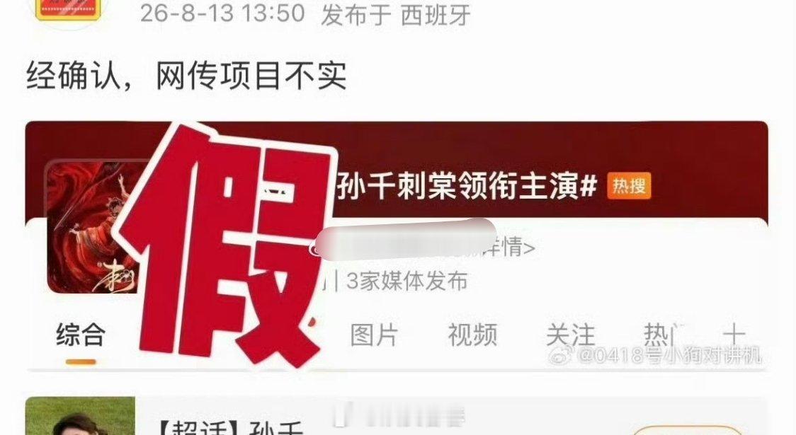孙千对接辟谣出演《刺棠》