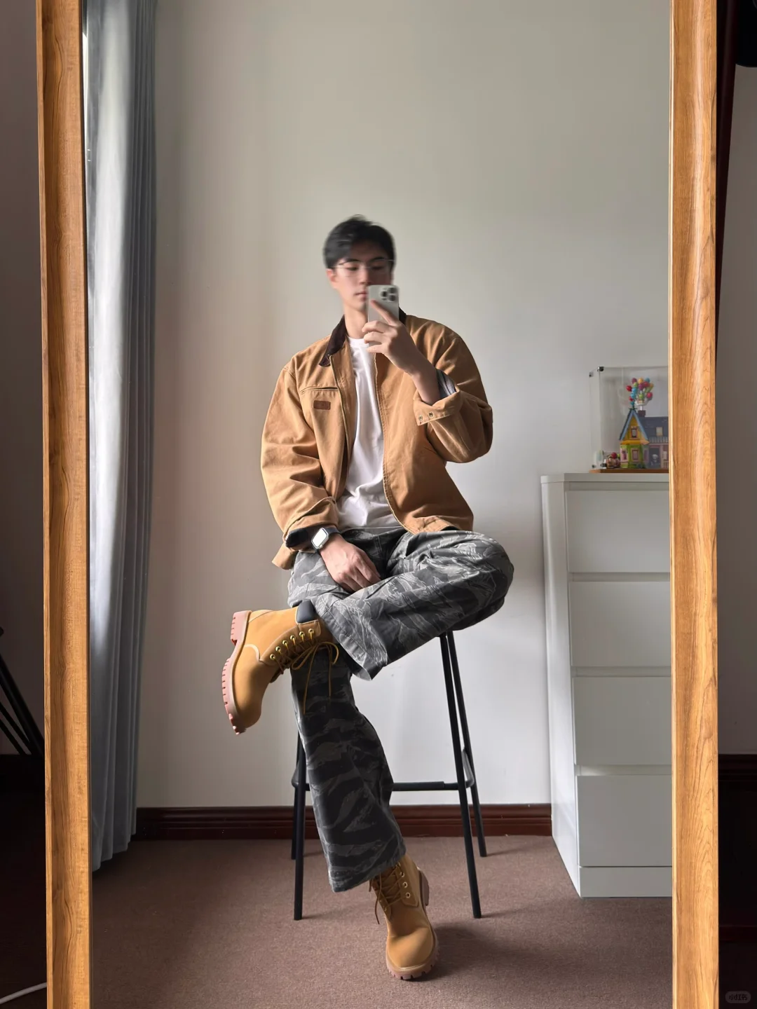 ootd 美式工装｜迷彩裤搭配大黄靴好帅！