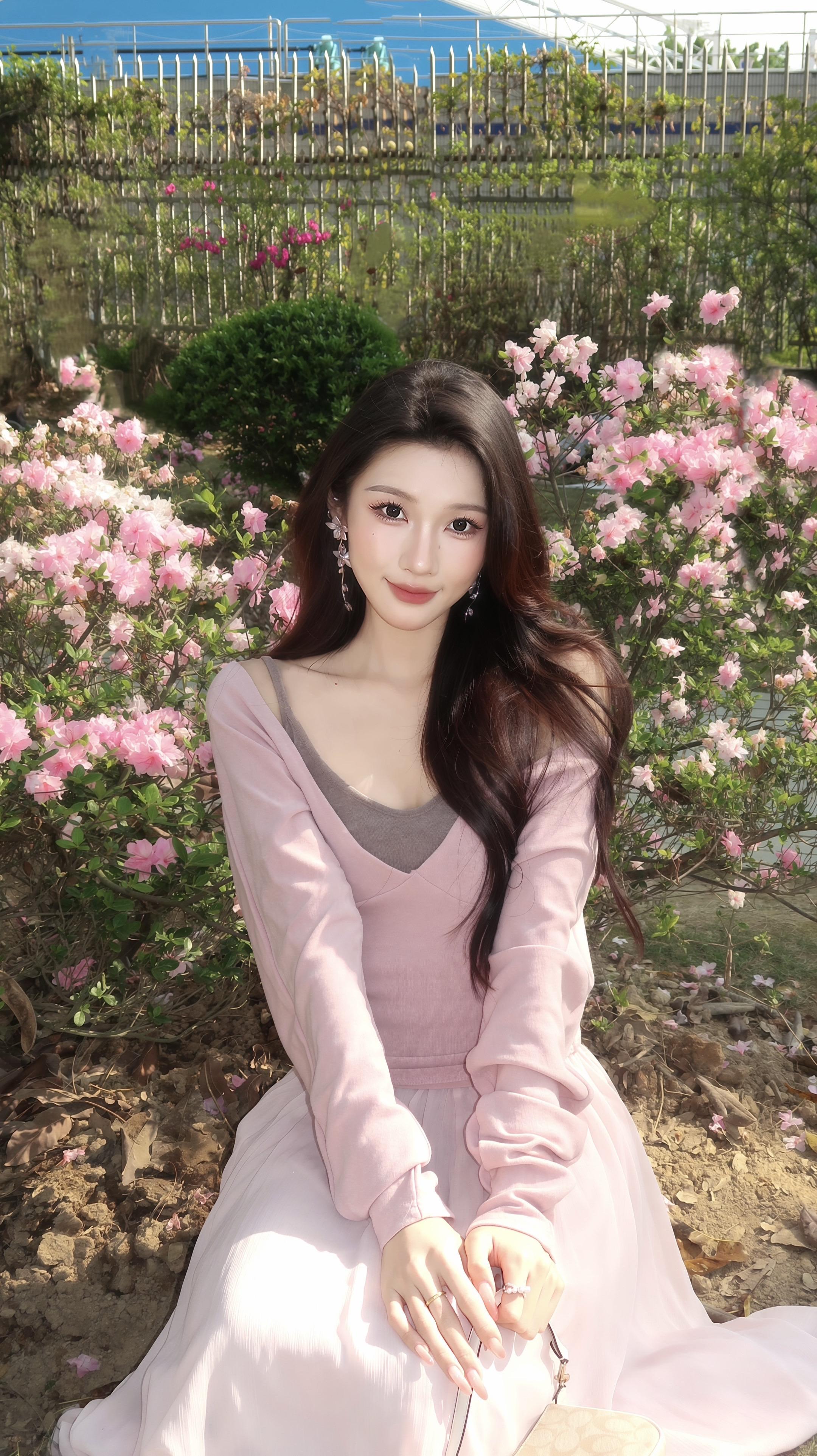 春天给我照相。