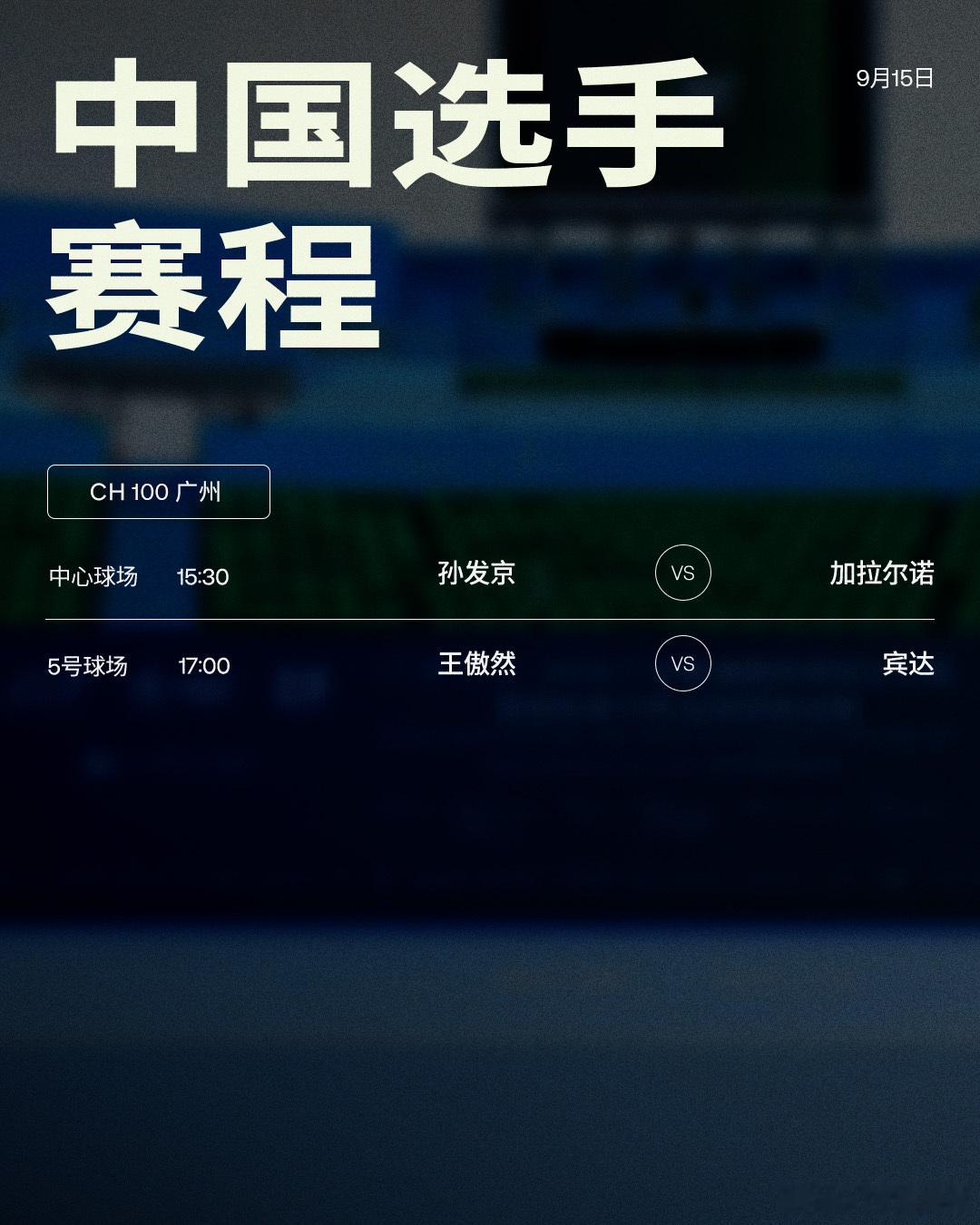 ATP挑战赛 CH100广州站今日赛程如下，均为北京时间📅🎾孙发京对阵加拉尔
