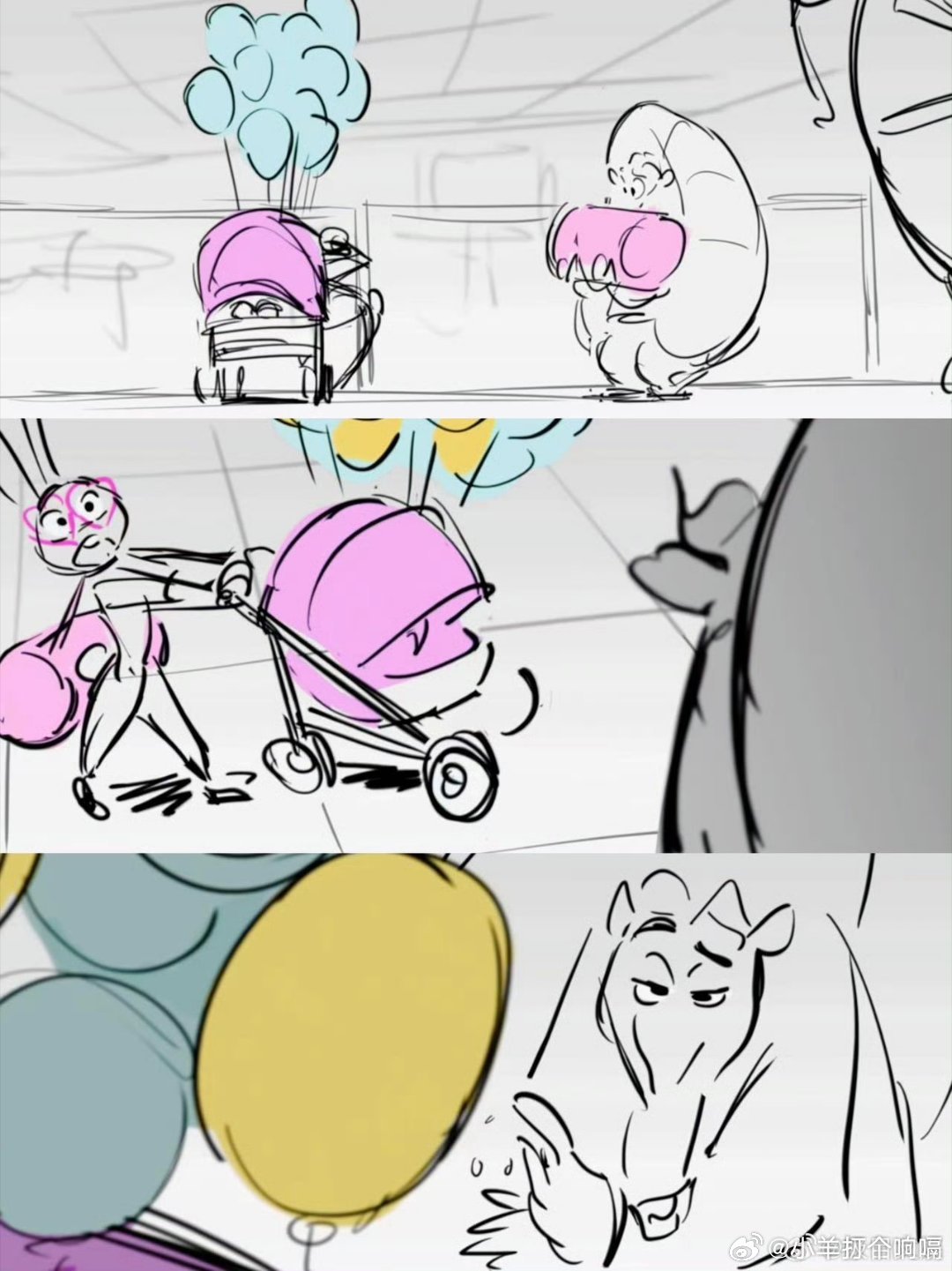 疯狂动物城2原设定有狐兔鼻尖糖看到那个蹭鼻尖的线稿我直接尖叫！这也太甜了吧，不允