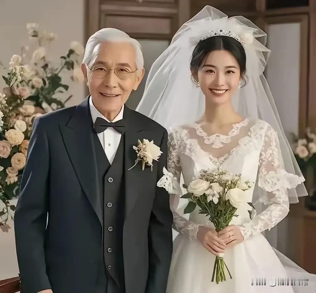 这位老爷爷，真的福气好啊！这么大年龄还娶到一个这么年轻妻子，

估计这个老爷爷是